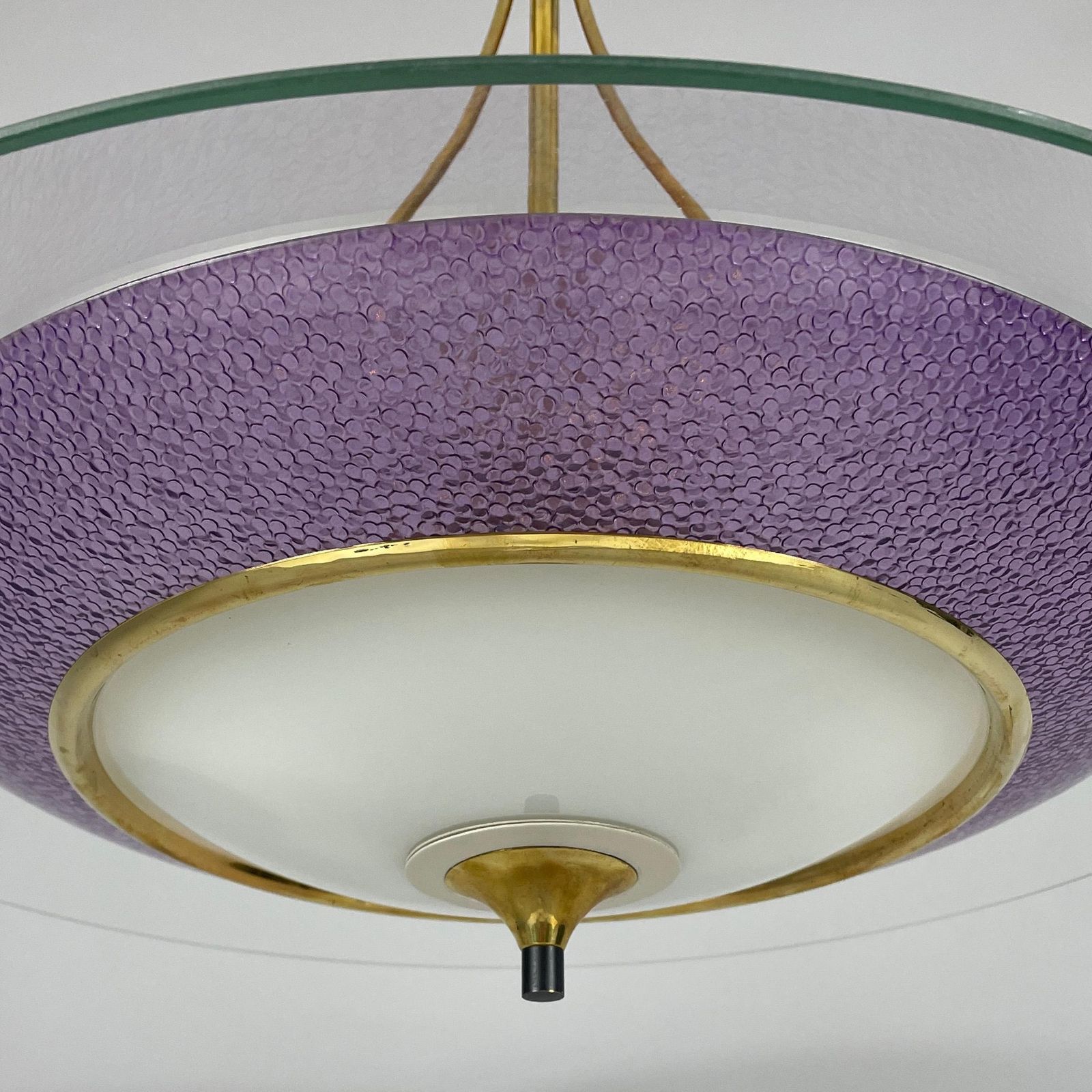 photo furniture Pietro Chiesa Fontane Arte Style Glass & Brass Chandelier, Italy 1950s