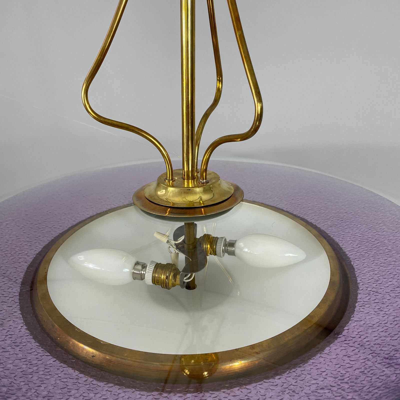 3868.0 Pietro Chiesa Fontane Arte Style Glass & Brass Chandelier, Italy 1950s photo