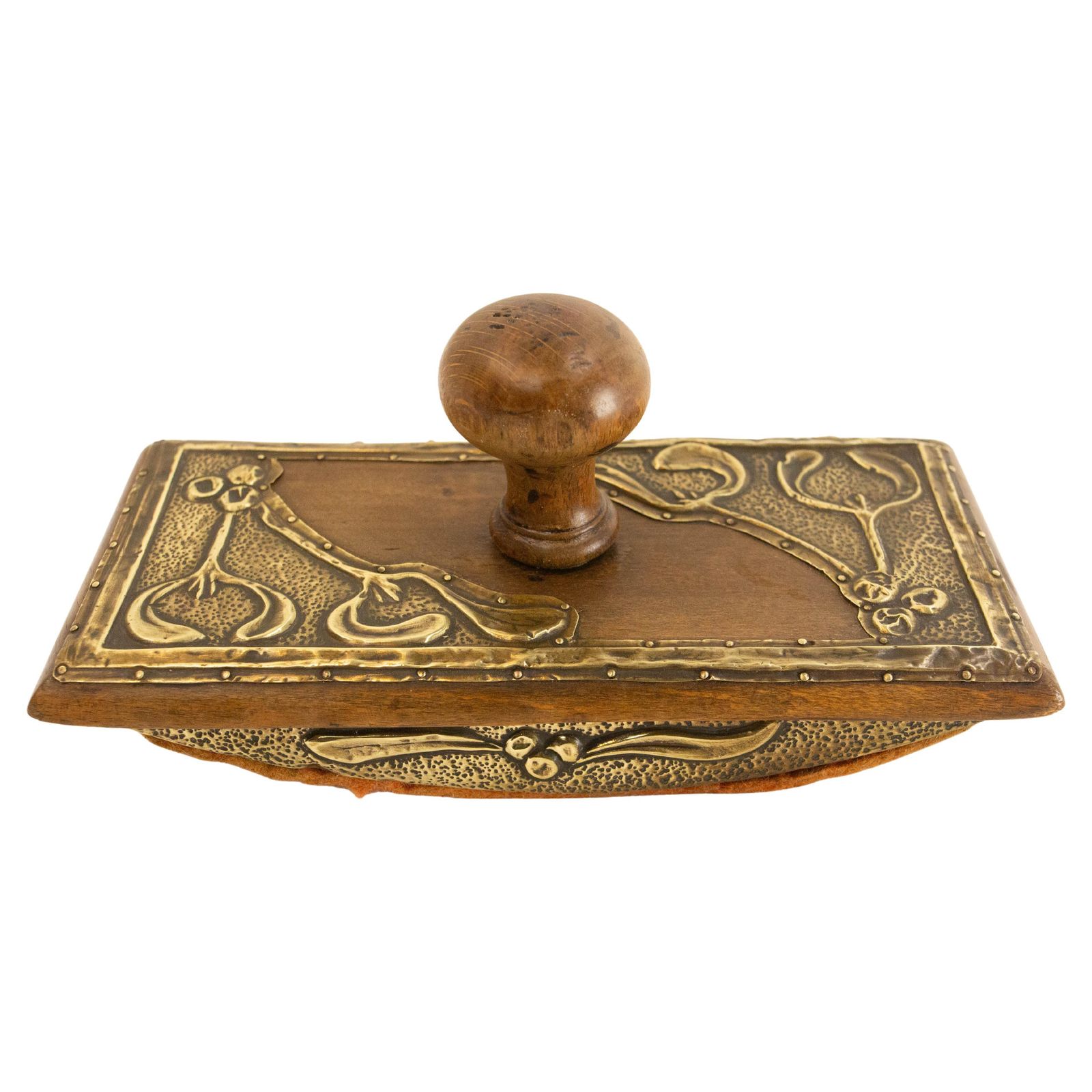 French Copper & Wood Desk Art Nouveau Ink Blotter, Circa 1920