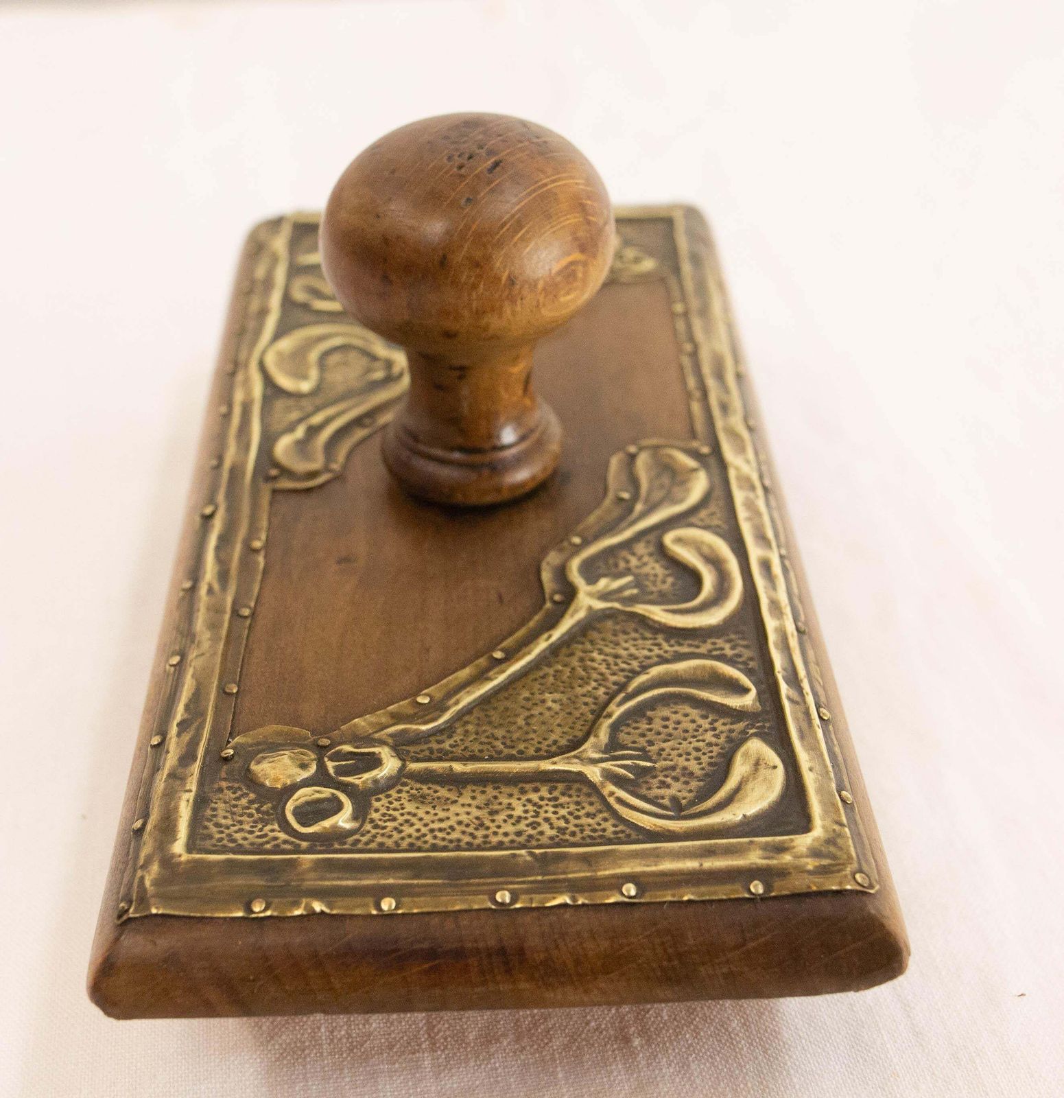 French Copper & Wood Desk Art Nouveau Ink Blotter, Circa 1920 photo 301.0