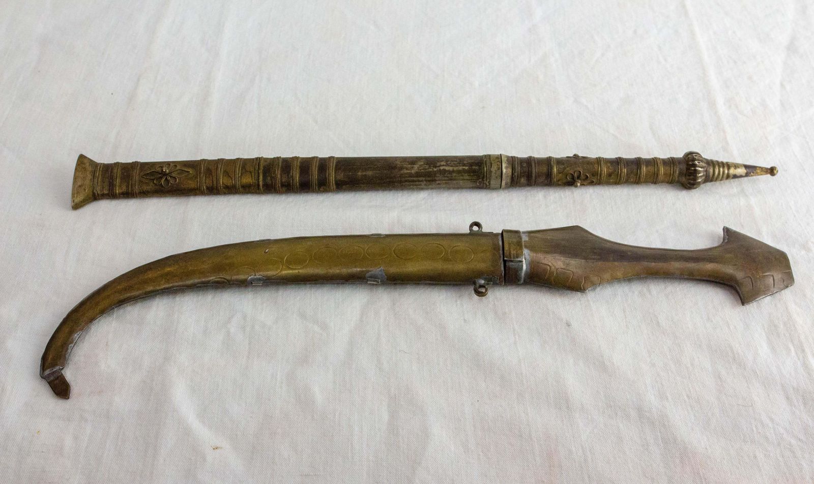 Set Of Moroccan Letter Openers Brass & Stone, Late 19th Century photo for sale