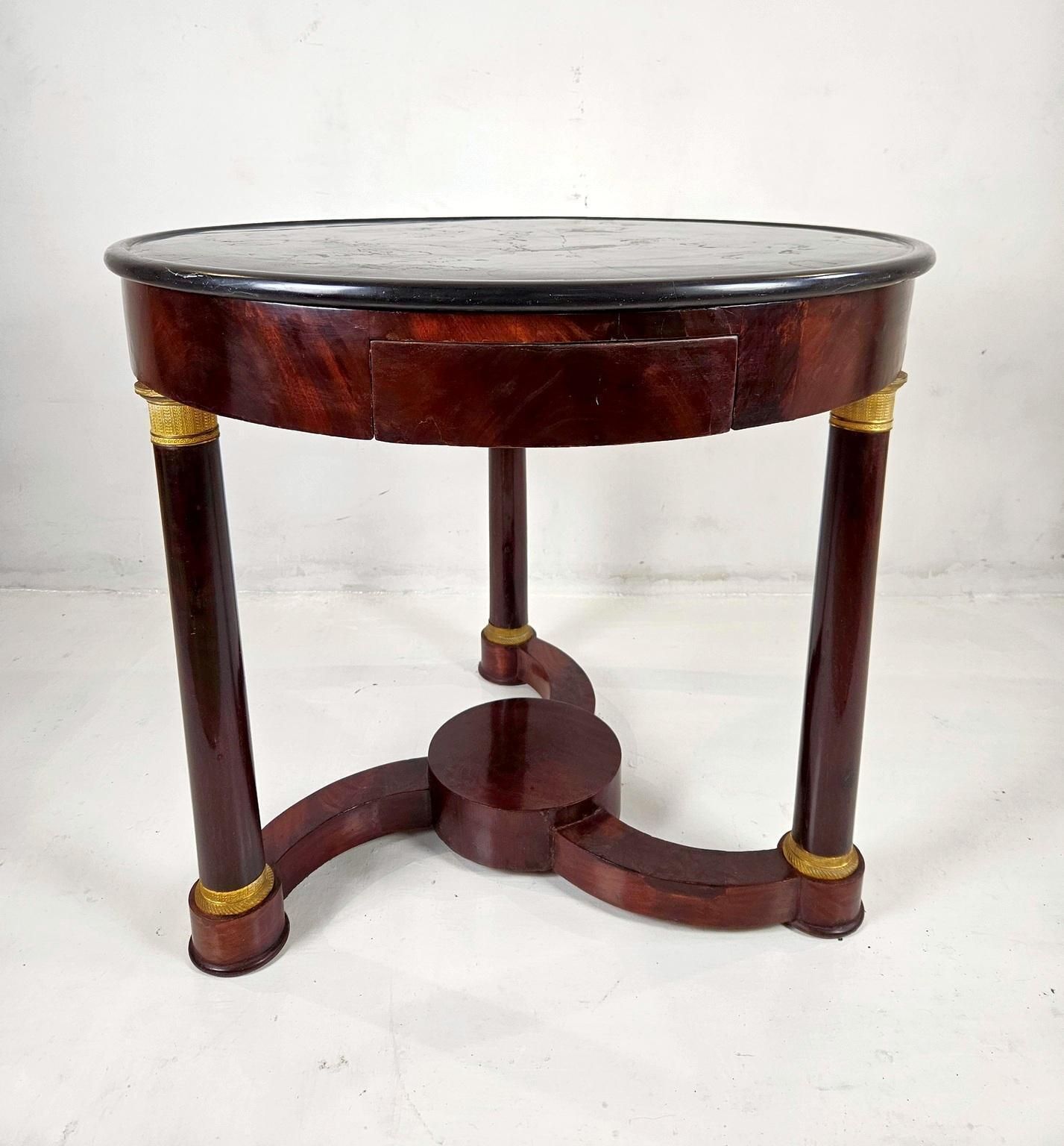 Empire 19th Century Round Pedestal Table France photo vintage