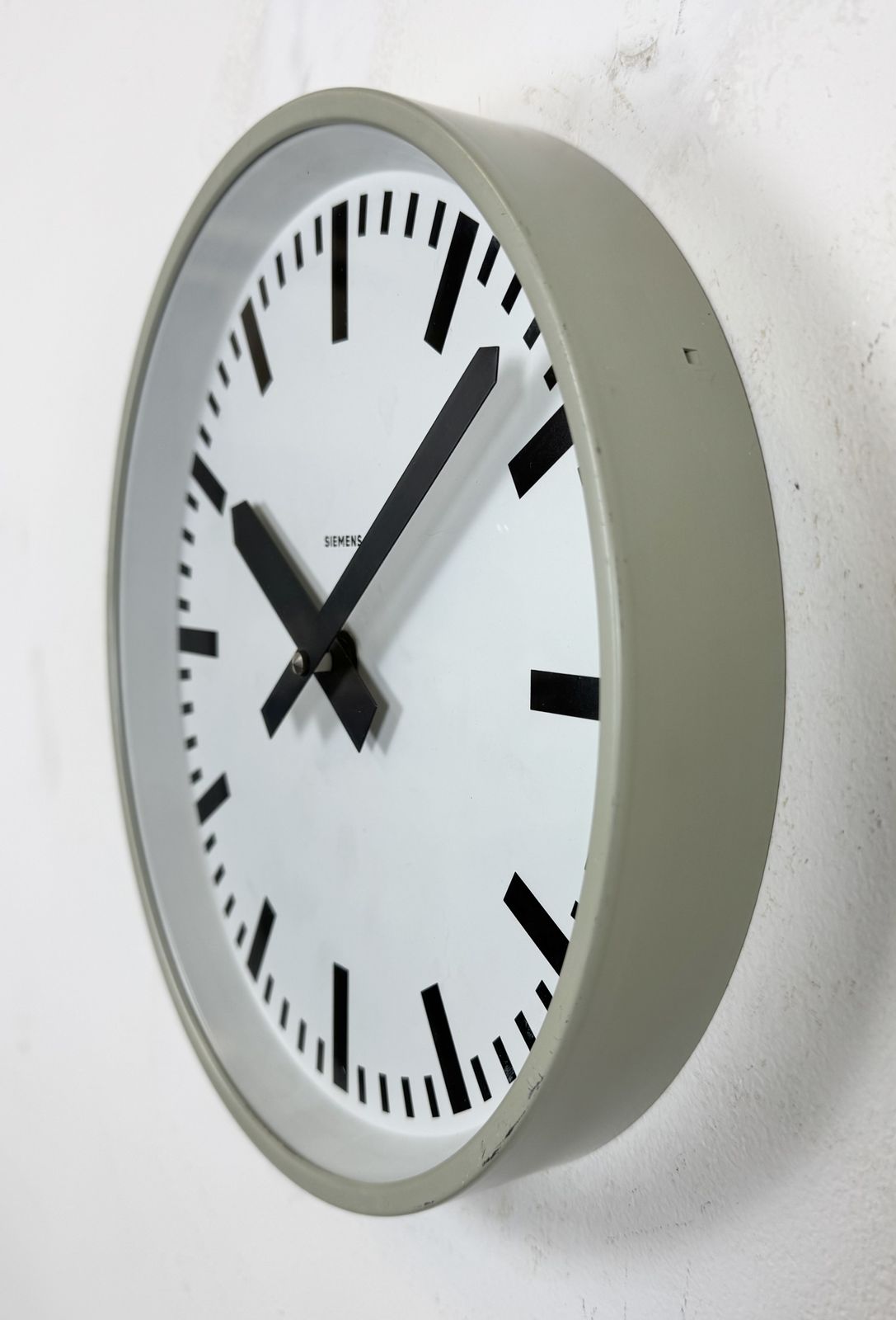 Grey Industrial Factory Wall Clock From Siemens, 1970s photo for sale