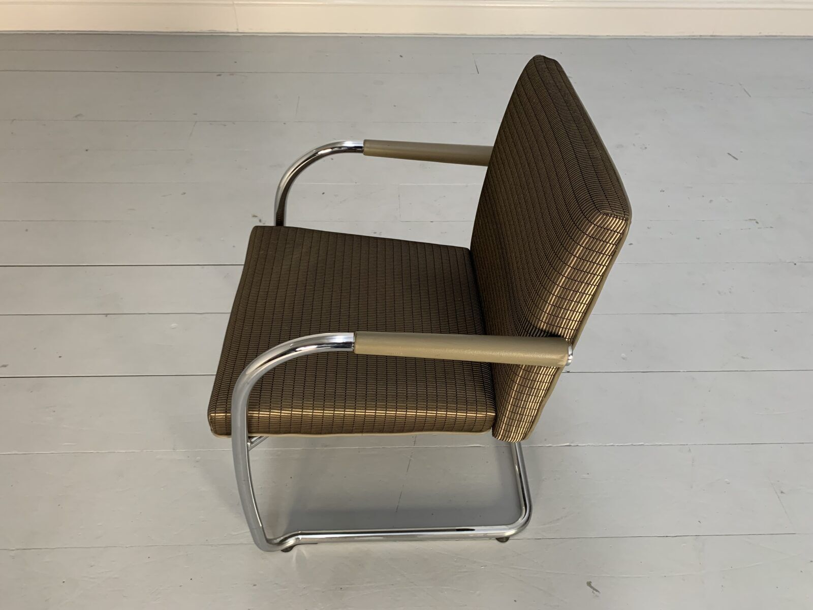 photo for sale 12 Vitra “Visasoft” Dining Meeting Chairs – In Gold Fabric & Leather