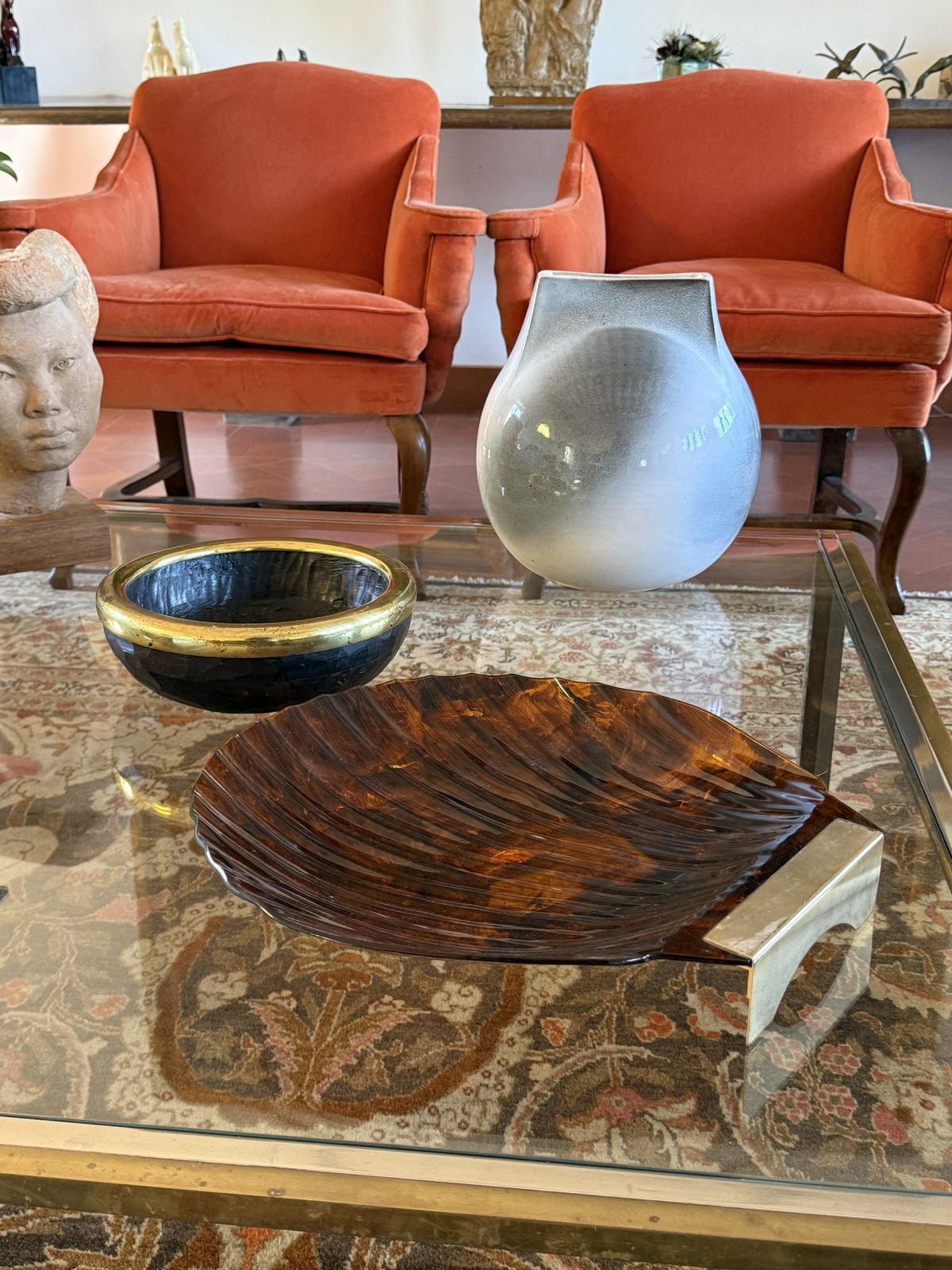 Hollywood Regency Shell Shaped Centerpiece, Italy 1970s photo vintage