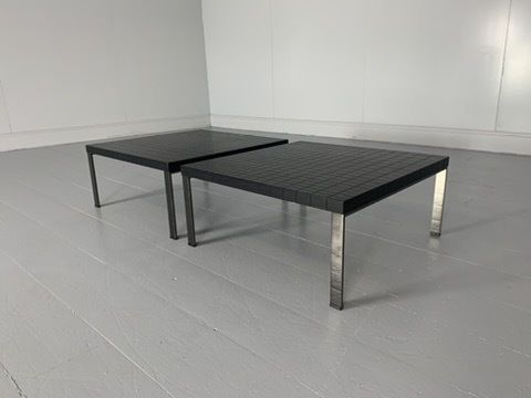 Pair Of Poltrona Frau “Geometrie” Coffee Sofa Side Tables – In Wenge