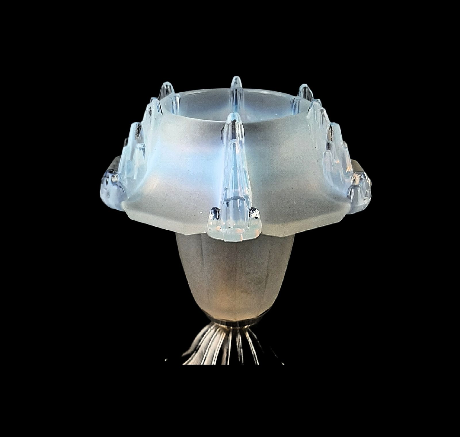 Pair Of Art Deco Lamps To Bookend Your Favourite Artwork Or Sculpture Opalescent Glass Shades Bronze Base France 1930s photo for sale