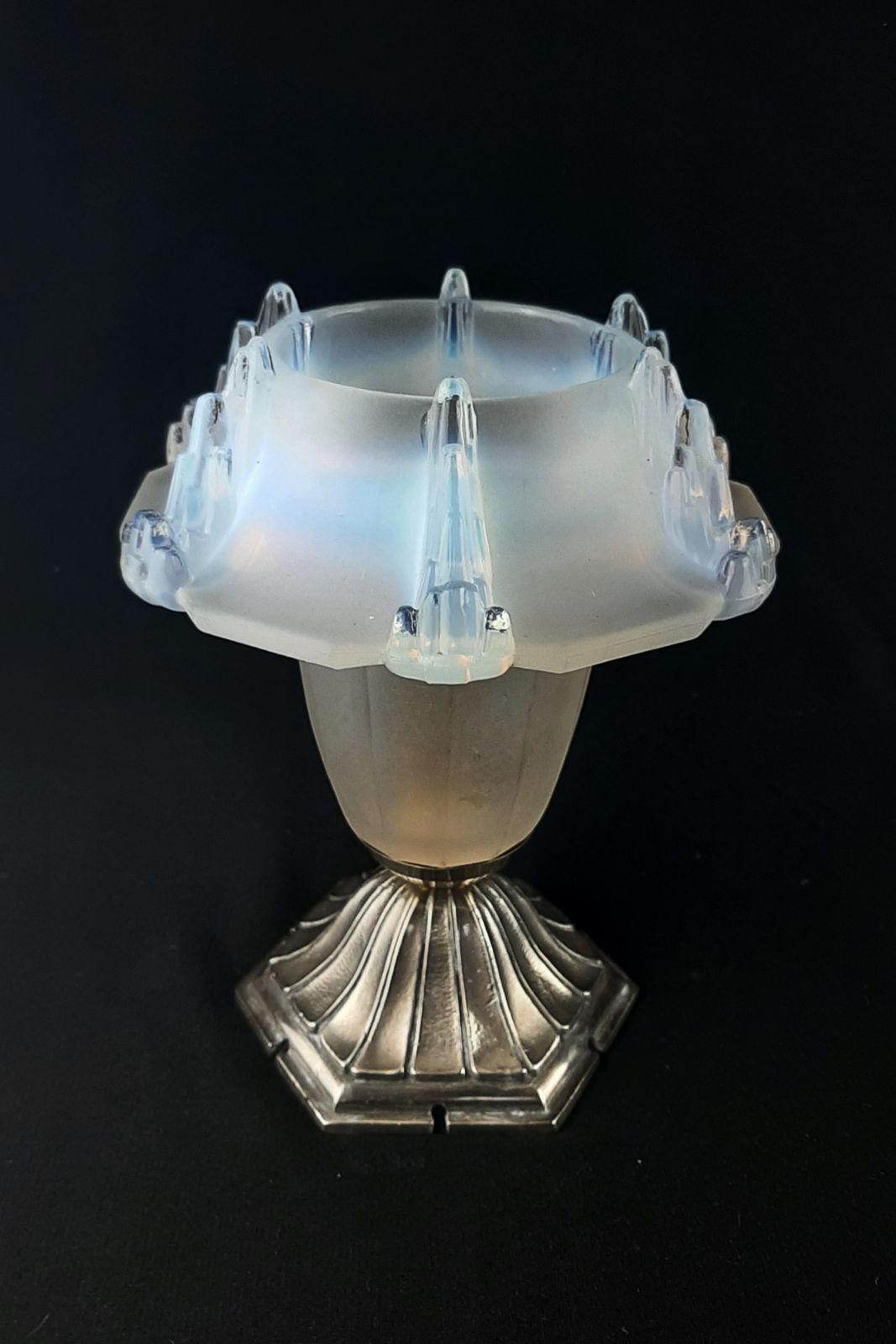 Pair Of Art Deco Lamps To Bookend Your Favourite Artwork Or Sculpture Opalescent Glass Shades Bronze Base France 1930s photo Lighting