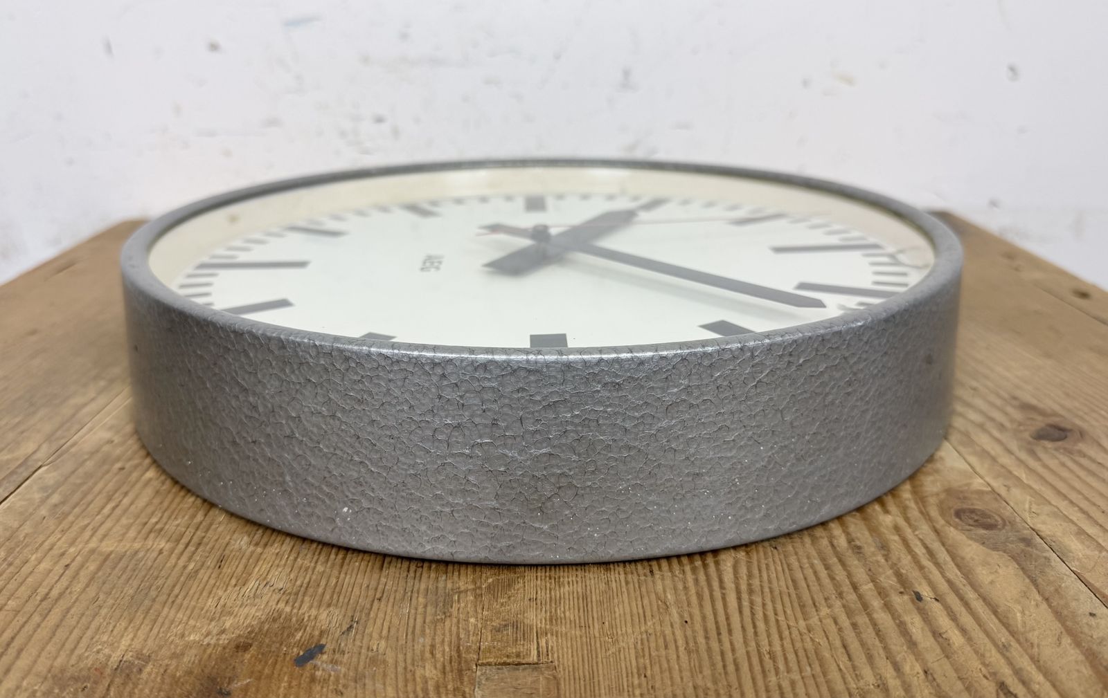 Grey Electric Industrial Station Wall Clock From Aeg, 1960s photo for sale