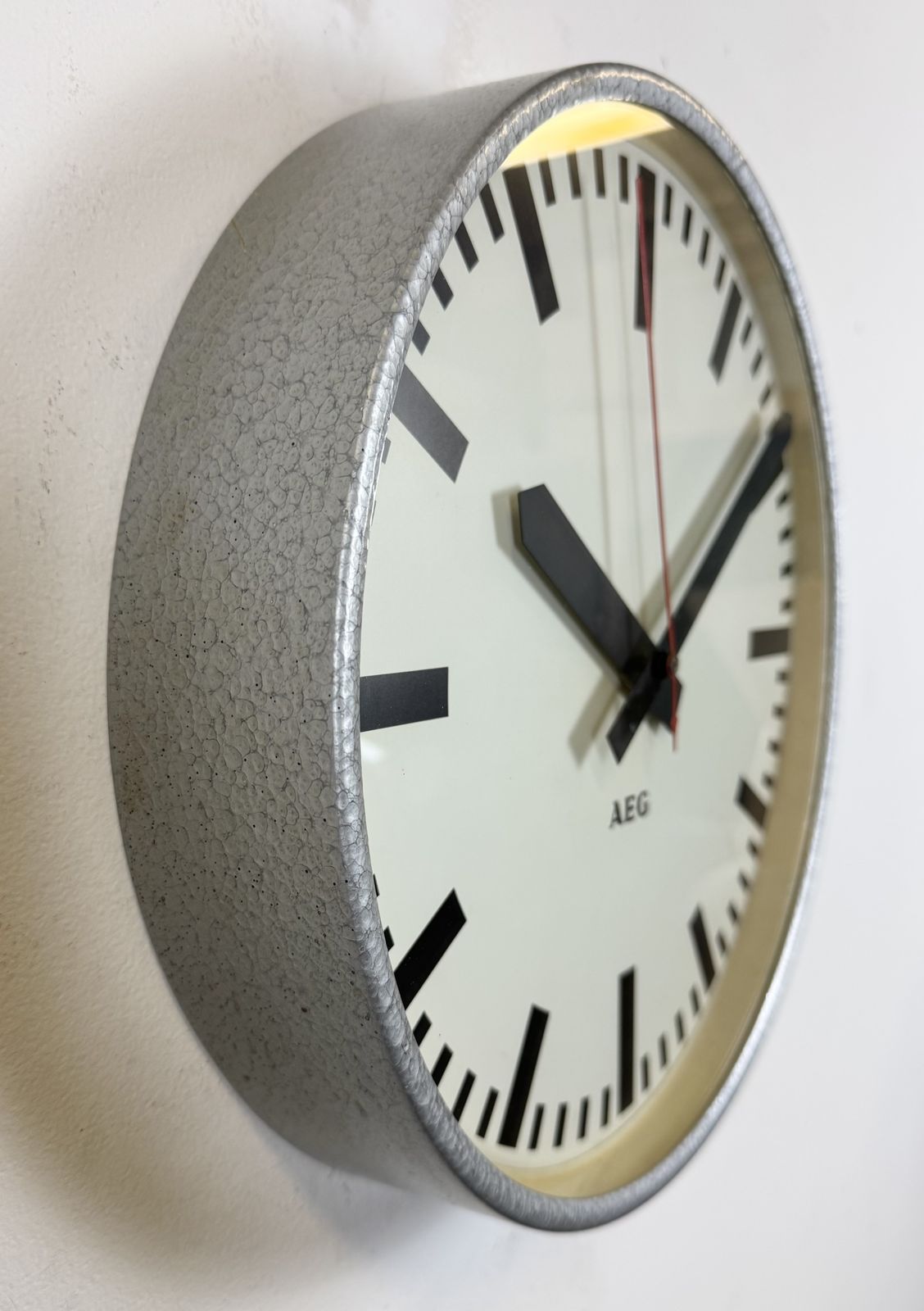 Grey Electric Industrial Station Wall Clock From Aeg, 1960s photo Home Decor