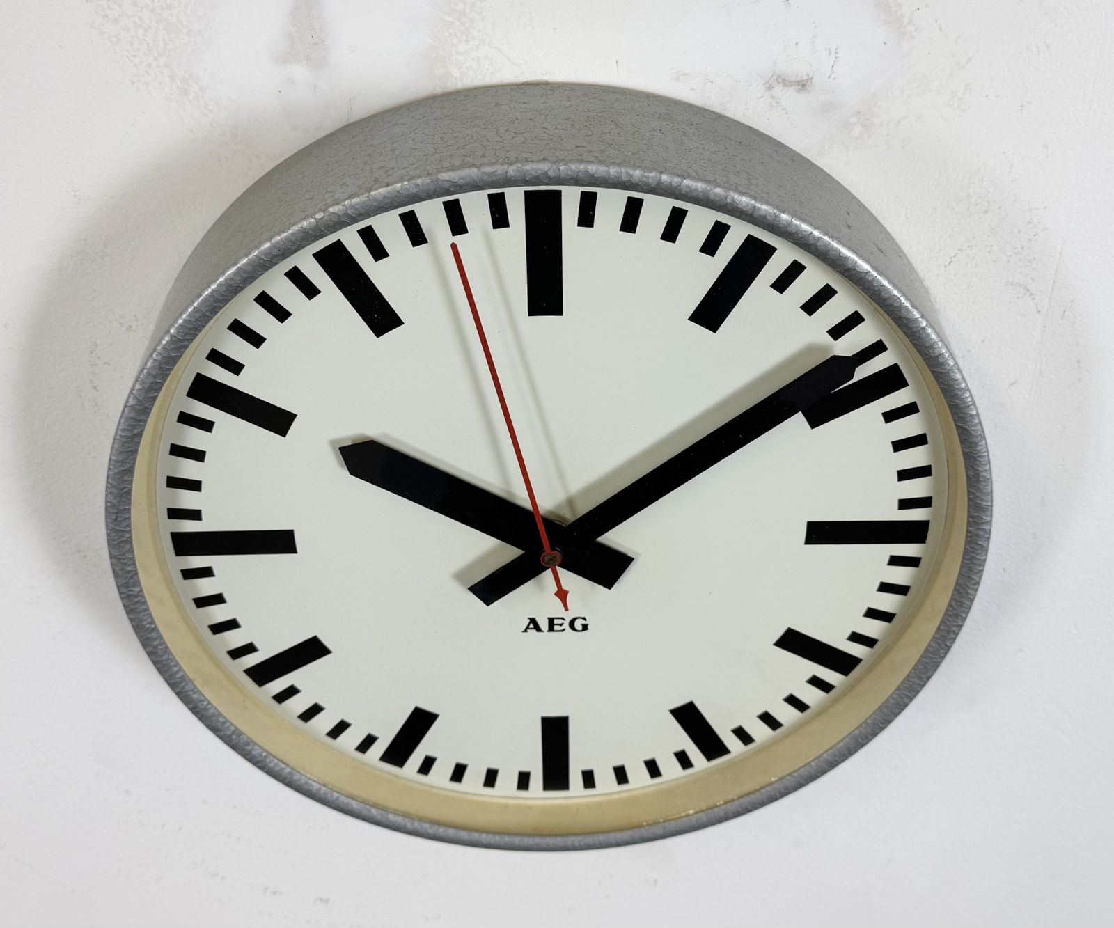 photo buy Grey Electric Industrial Station Wall Clock From Aeg, 1960s