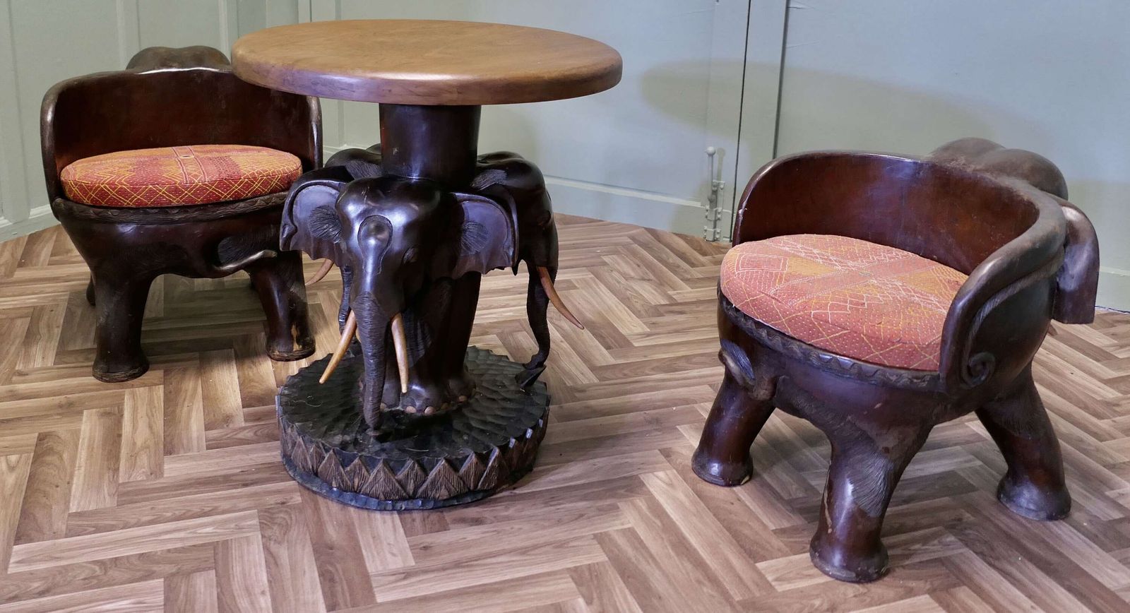 A Very Unusual Set Of Elephant Chairs And Table photo furniture