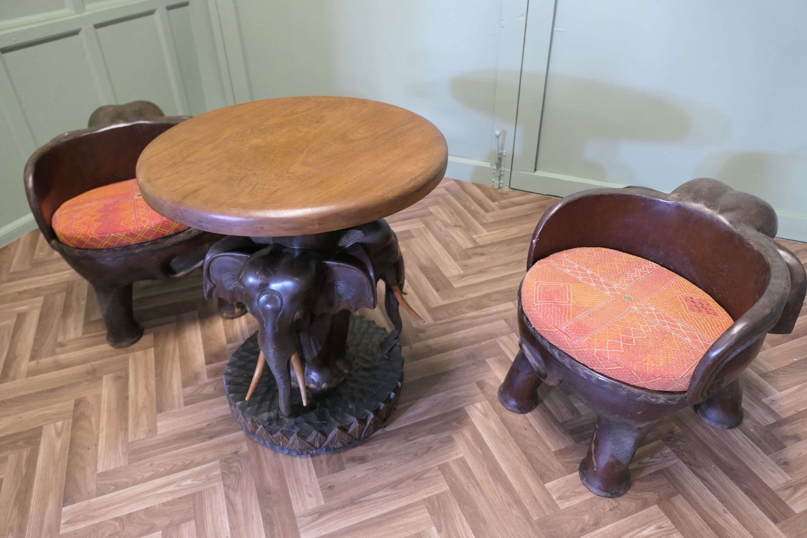 A Very Unusual Set Of Elephant Chairs And Table photo Furniture