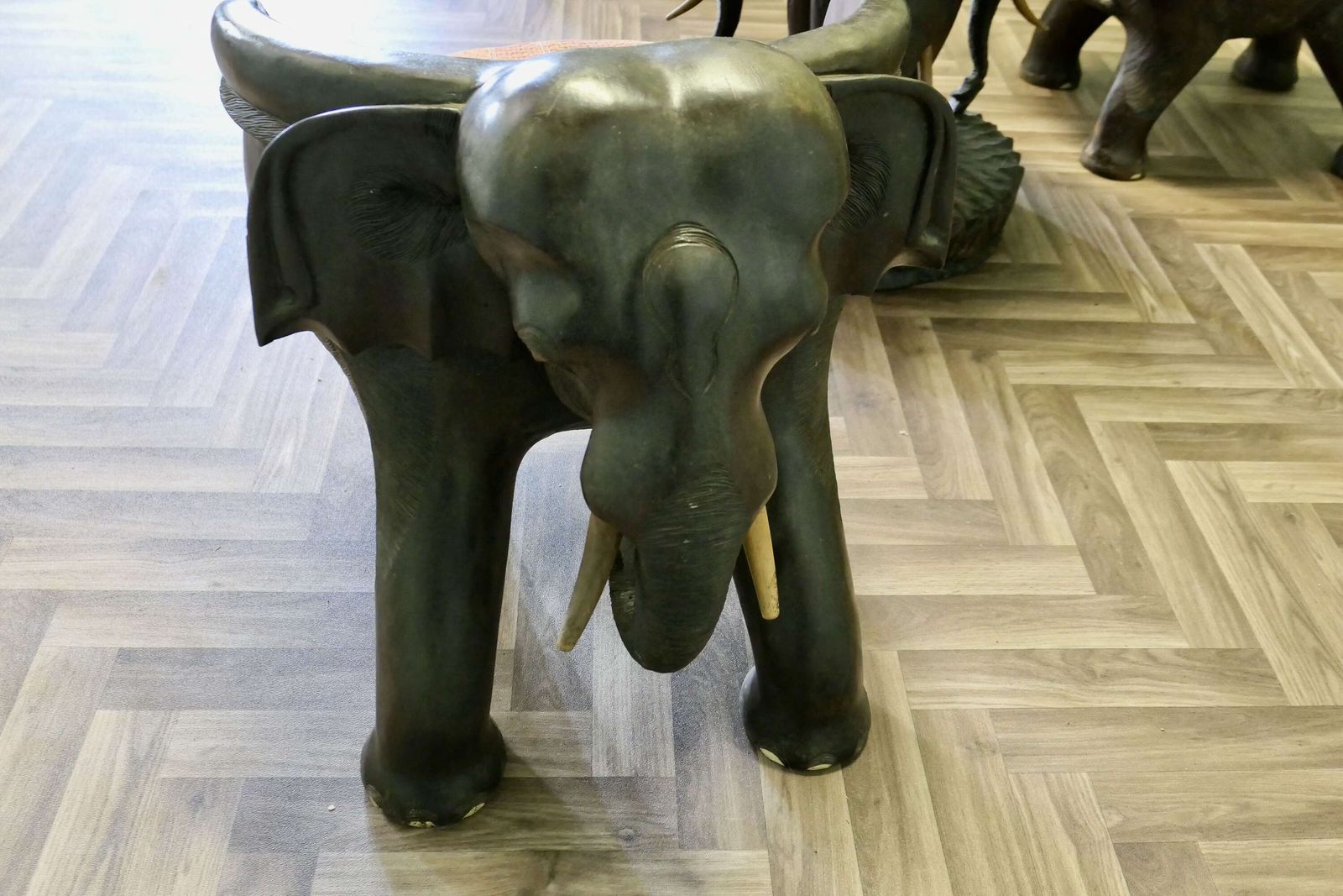 A Very Unusual Set Of Elephant Chairs And Table photo vintage