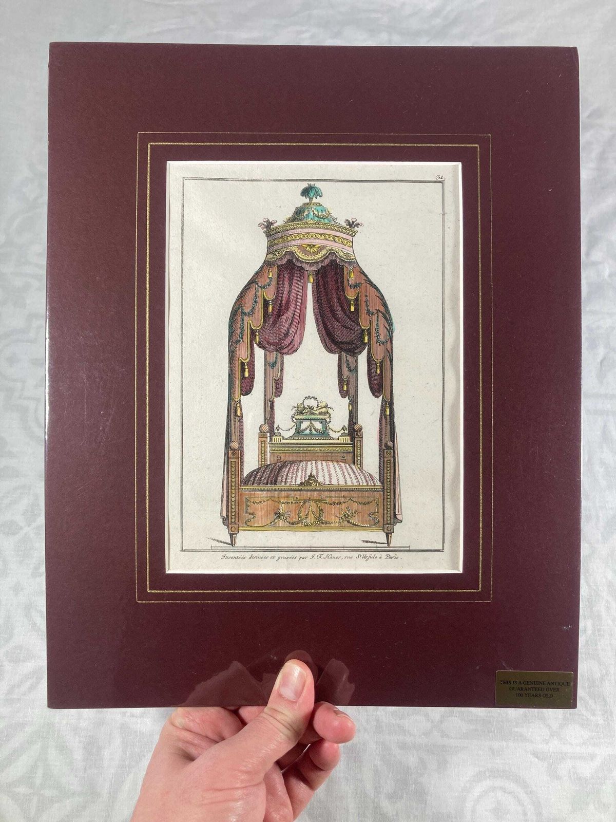 Rare Collectable Authentic 18th Century Antique Furniture Design Engraving   Perfect For Antiques Collectors & Art Lovers photo buy
