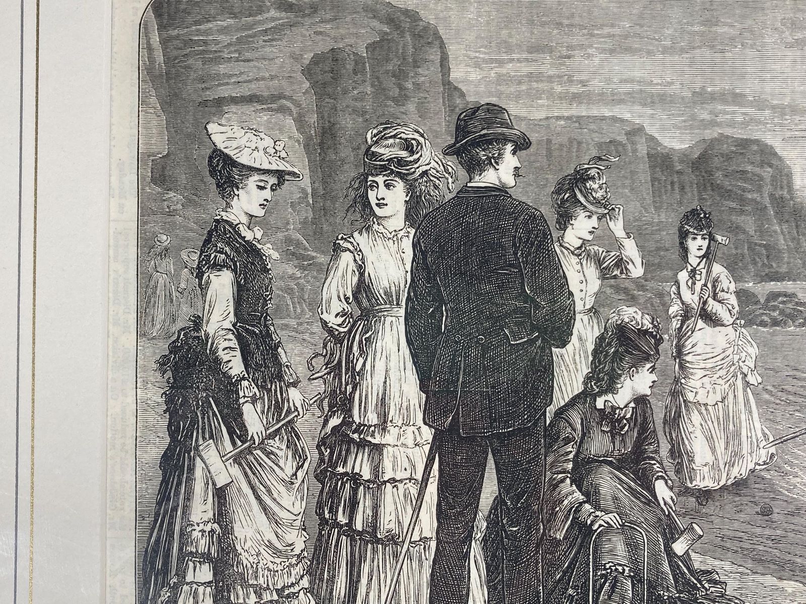 Antique Engraving "Croquet Under Difficulties" By Helen Paterson   London Illustrated News 1871 photo furniture
