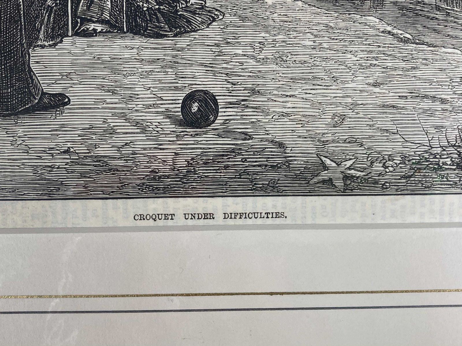 Antique Engraving "Croquet Under Difficulties" By Helen Paterson   London Illustrated News 1871 photo Art