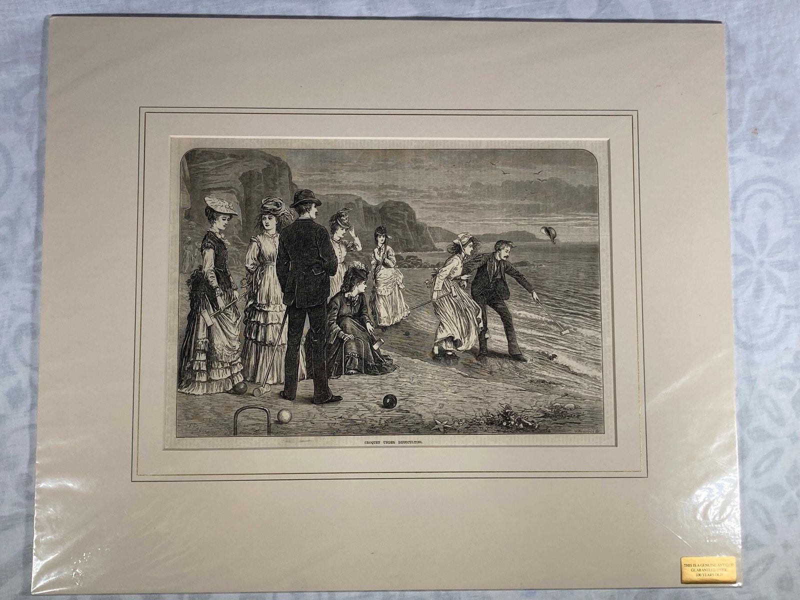 Antique Engraving "Croquet Under Difficulties" By Helen Paterson   London Illustrated News 1871 photo vinterior