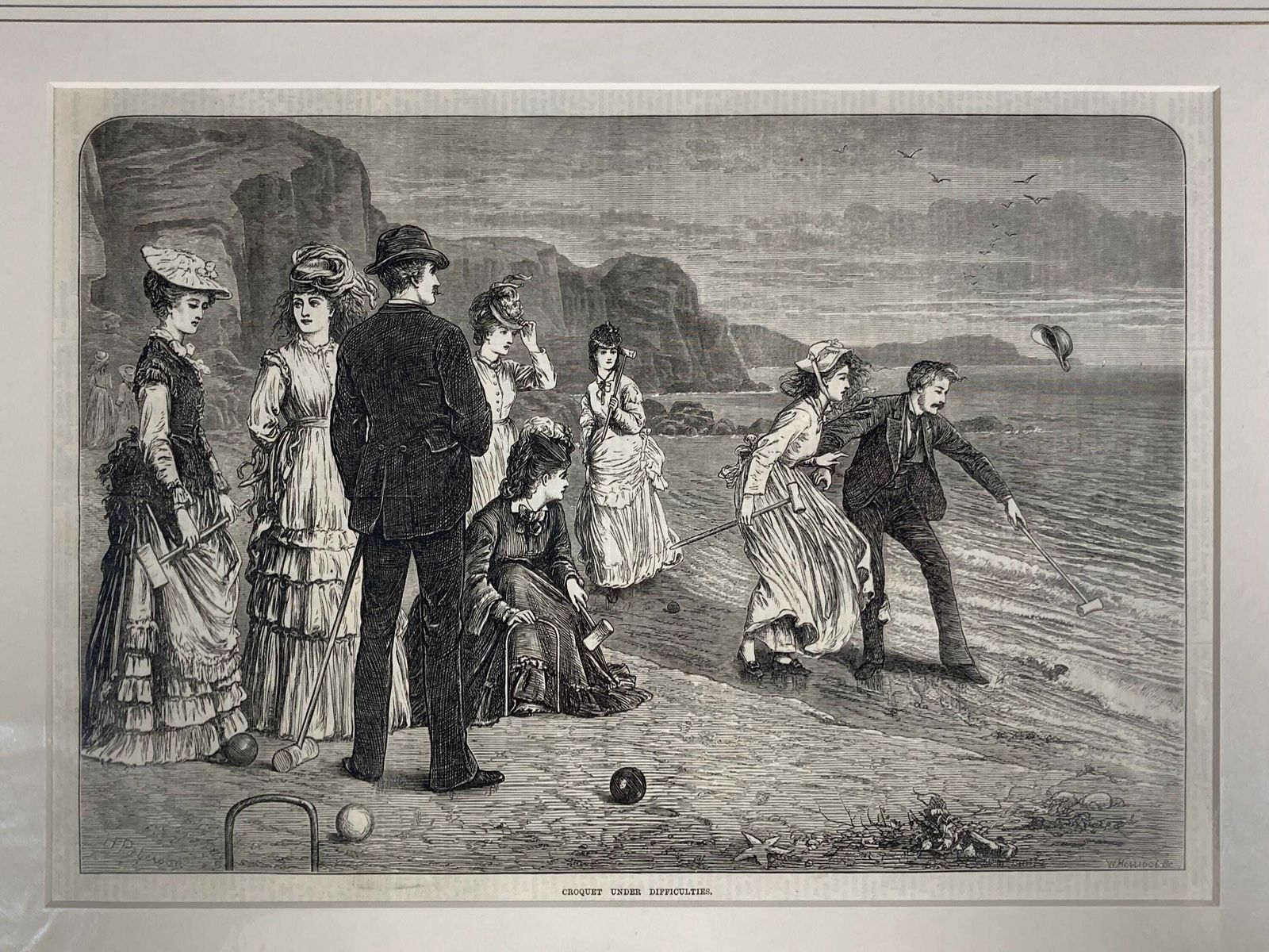 Antique Engraving "Croquet Under Difficulties" By Helen Paterson   London Illustrated News 1871 photo buy
