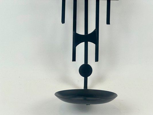 Danish Modernist Iron & Glass Wall Candleholder From Dantoft, 1960s photo vintage