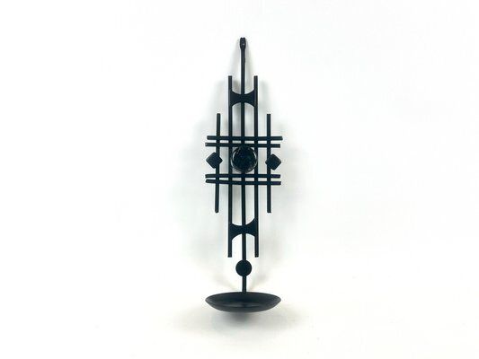 164.0 Danish Modernist Iron & Glass Wall Candleholder From Dantoft, 1960s photo