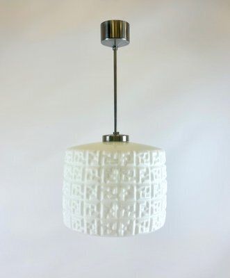 Mid Century Czech Milk Glass Pendant Lamp From Napako, 1960s