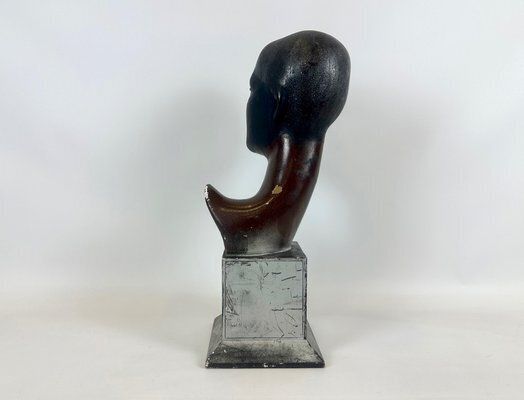 Mid Century Hand Crafted Female Head Mannequin Sculpture, 1950s photo Art