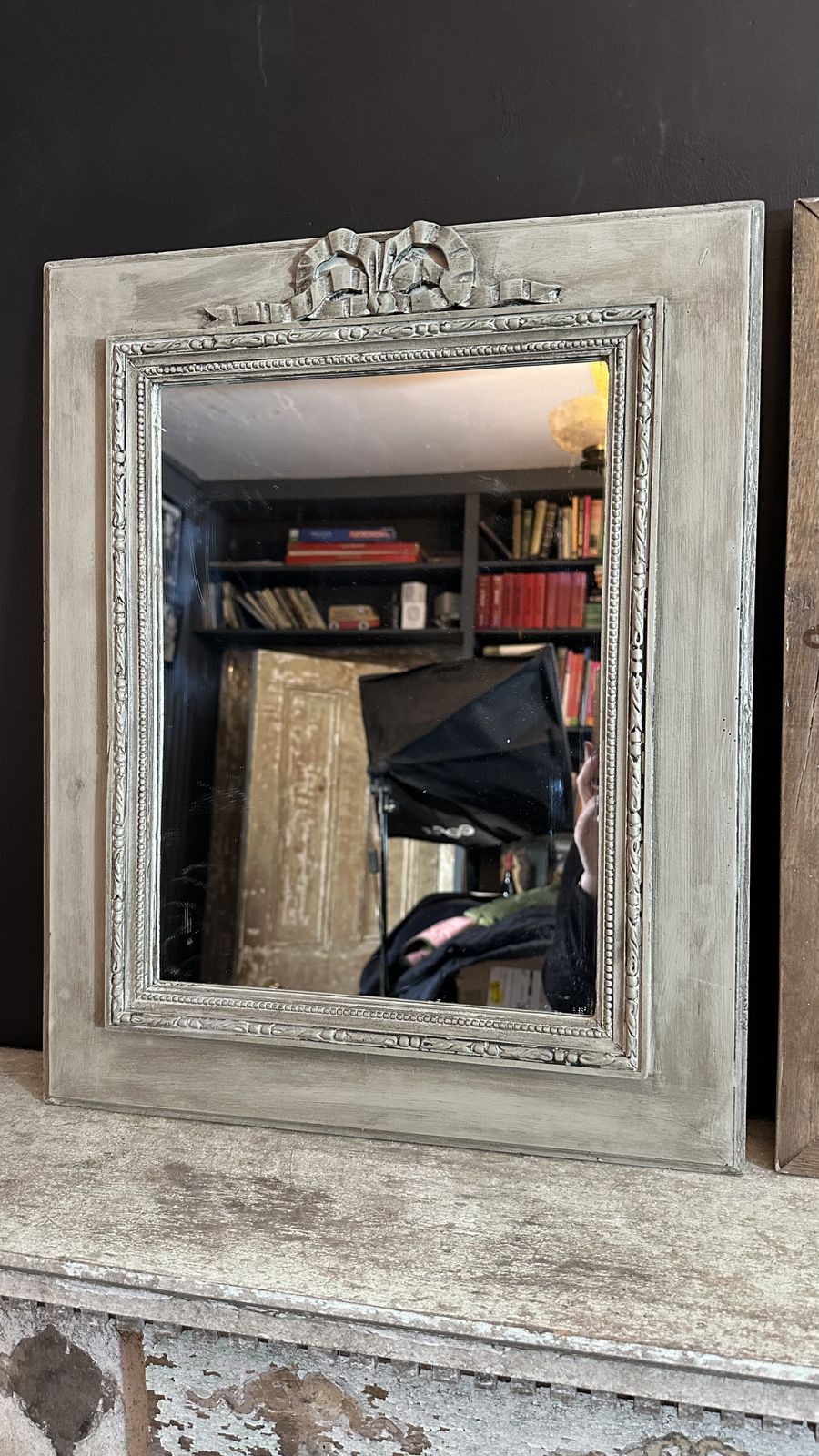 Really Pretty Pair Of Painted French Wall Mirrors – Soft ‘Eau De Nil’ With Dark Wax photo 350.0