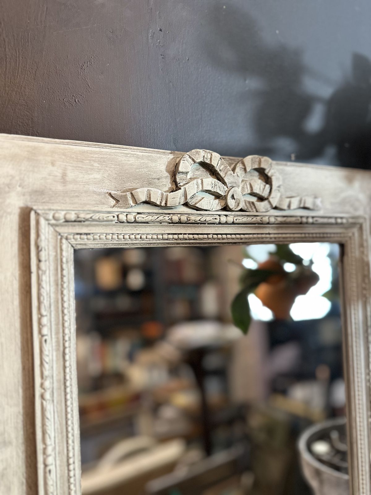 photo vinterior Really Pretty Pair Of Painted French Wall Mirrors – Soft ‘Eau De Nil’ With Dark Wax