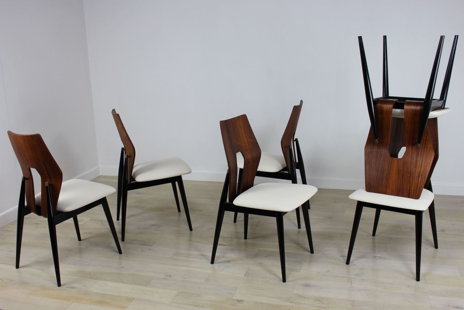 Set 6 1950’s Meredew Gio Ponti Style Dining Chairs photo for sale