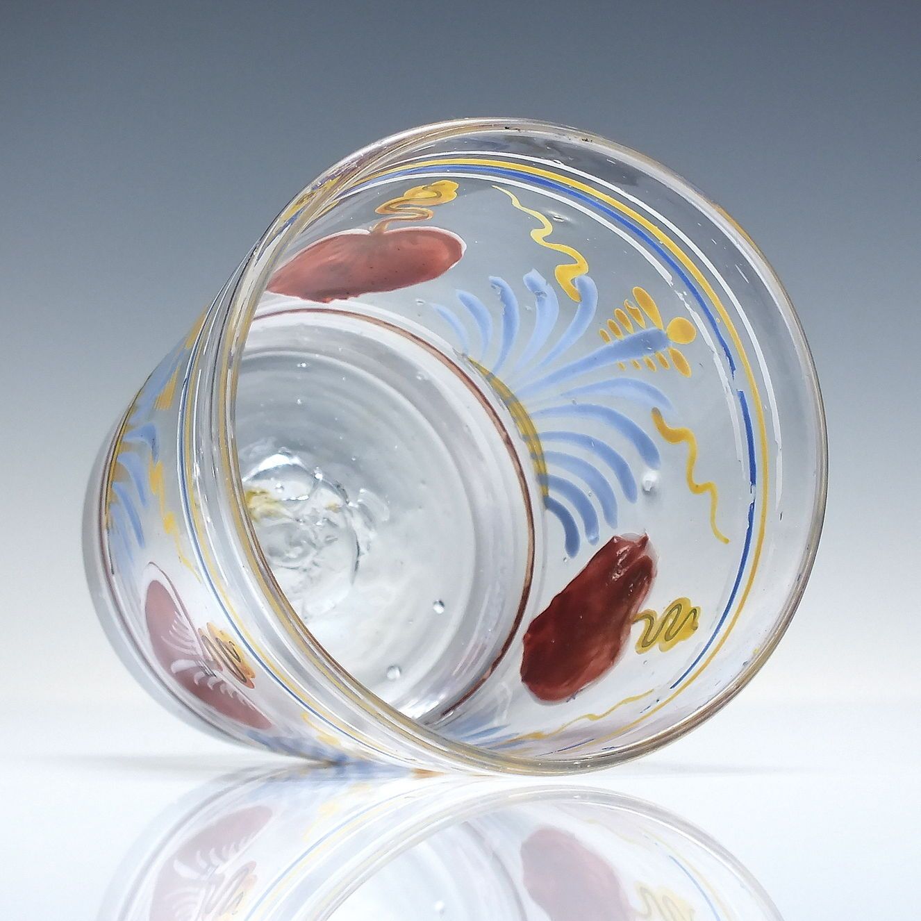 18th Century Polychrome Enamelled Glass Tumbler With Love Hearts C1760 photo buy