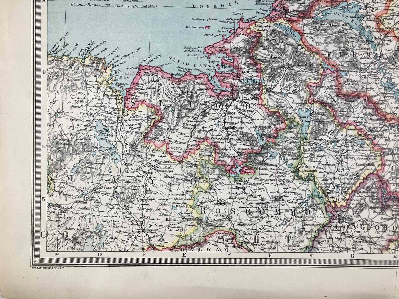 Original And Authentic Atlas Map Of The North Of Ireland   Harmsworth Universal Atlas And Gazetteer (Circa 1900, Pre Wwi) photo 62.0