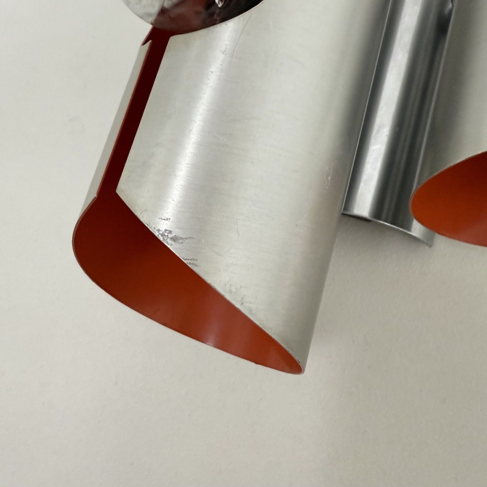 Space Age Aluminium Wandlamp Met Oranje Binnenzijde, Ca. Jaren 1970 photo buy