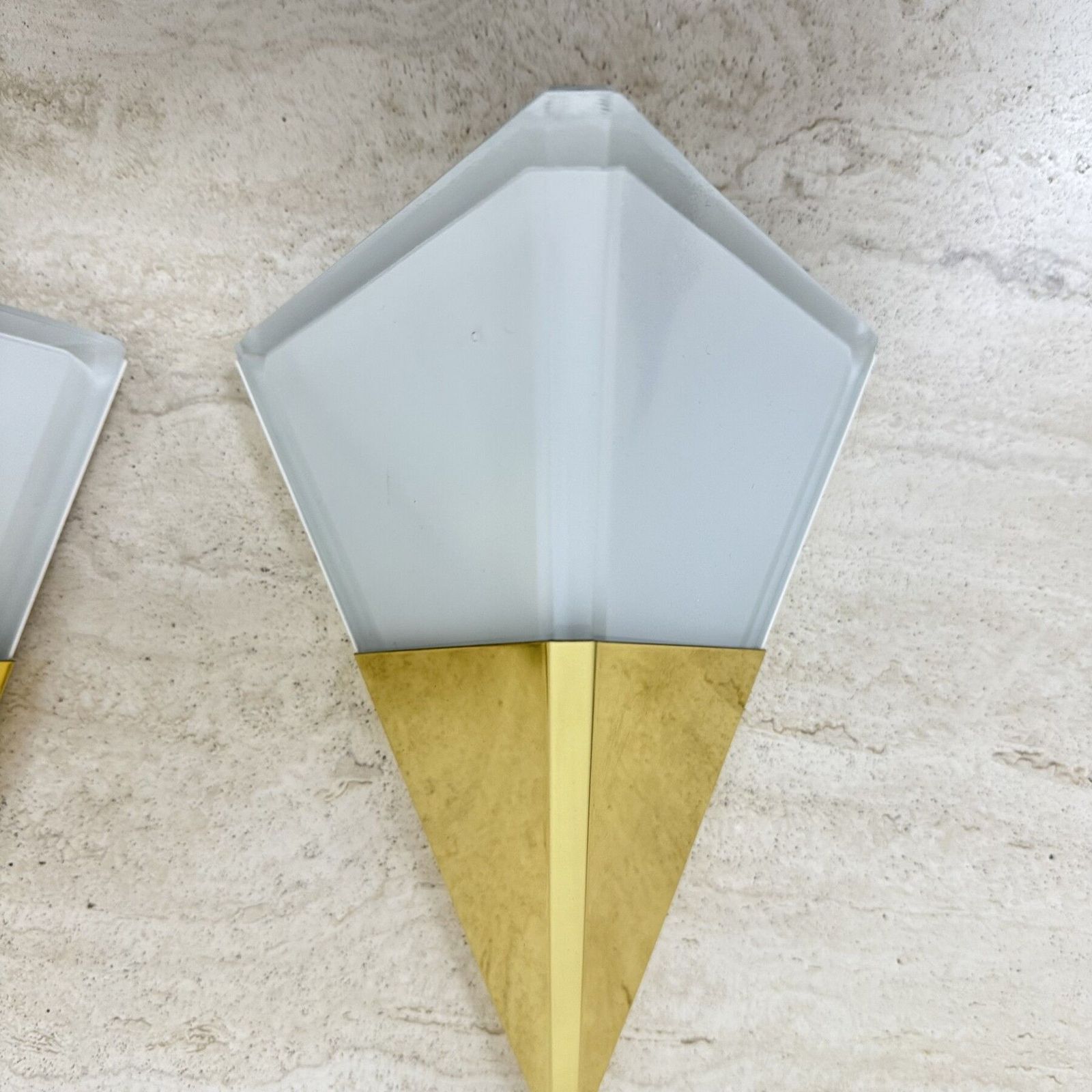 Set Of 2 Limburg Glashütte Brass And Glass Wall Lamps Sconce , 1970s photo for sale