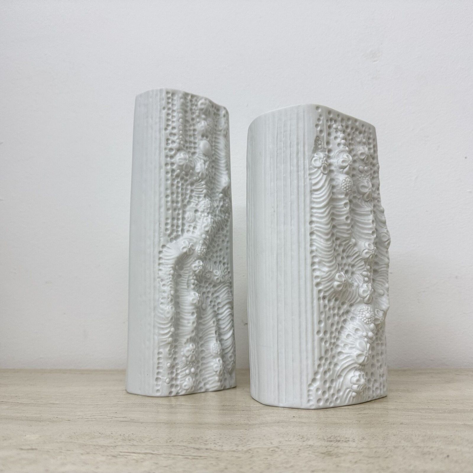 Home Decor Martin Freyer For Rosenthal Bisque Reliëf Azu Vase Op Art 1970s photo