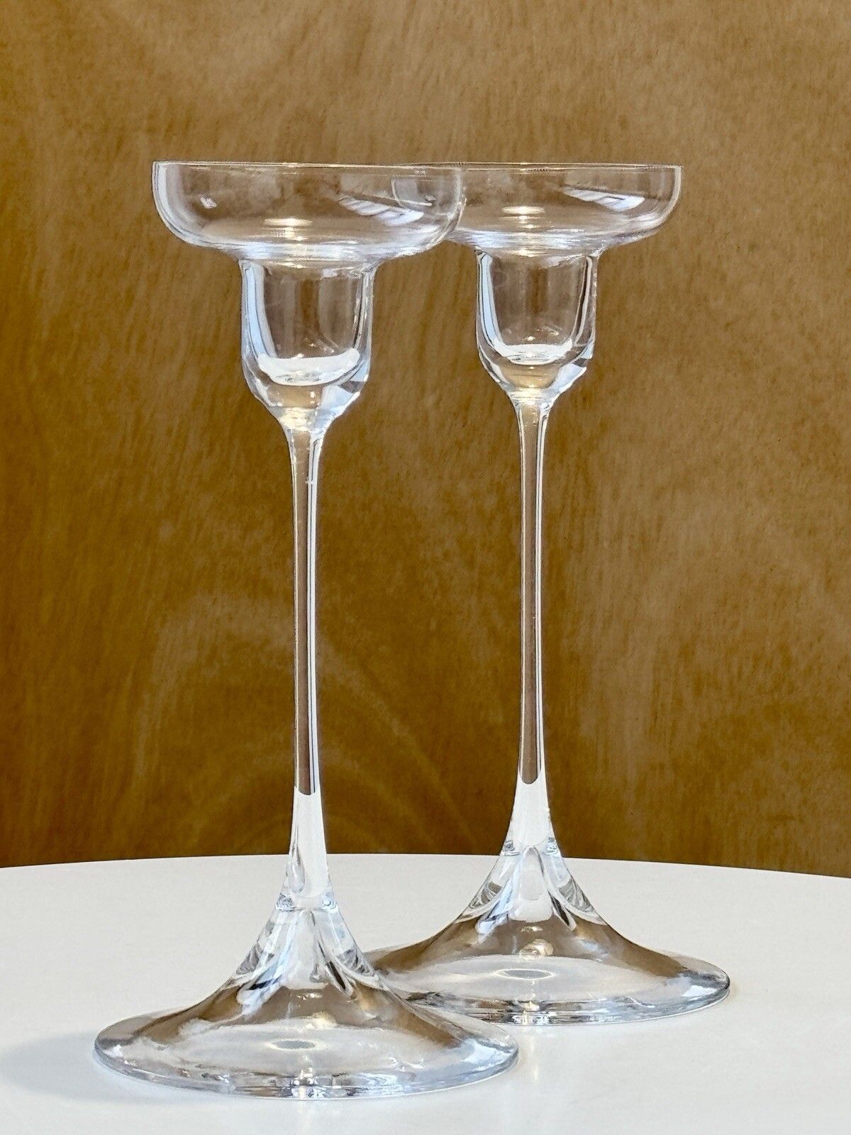 A Pair Of Dartington Glass 1960’s Crystal Candlesticks By Hans Eric Anderson D69