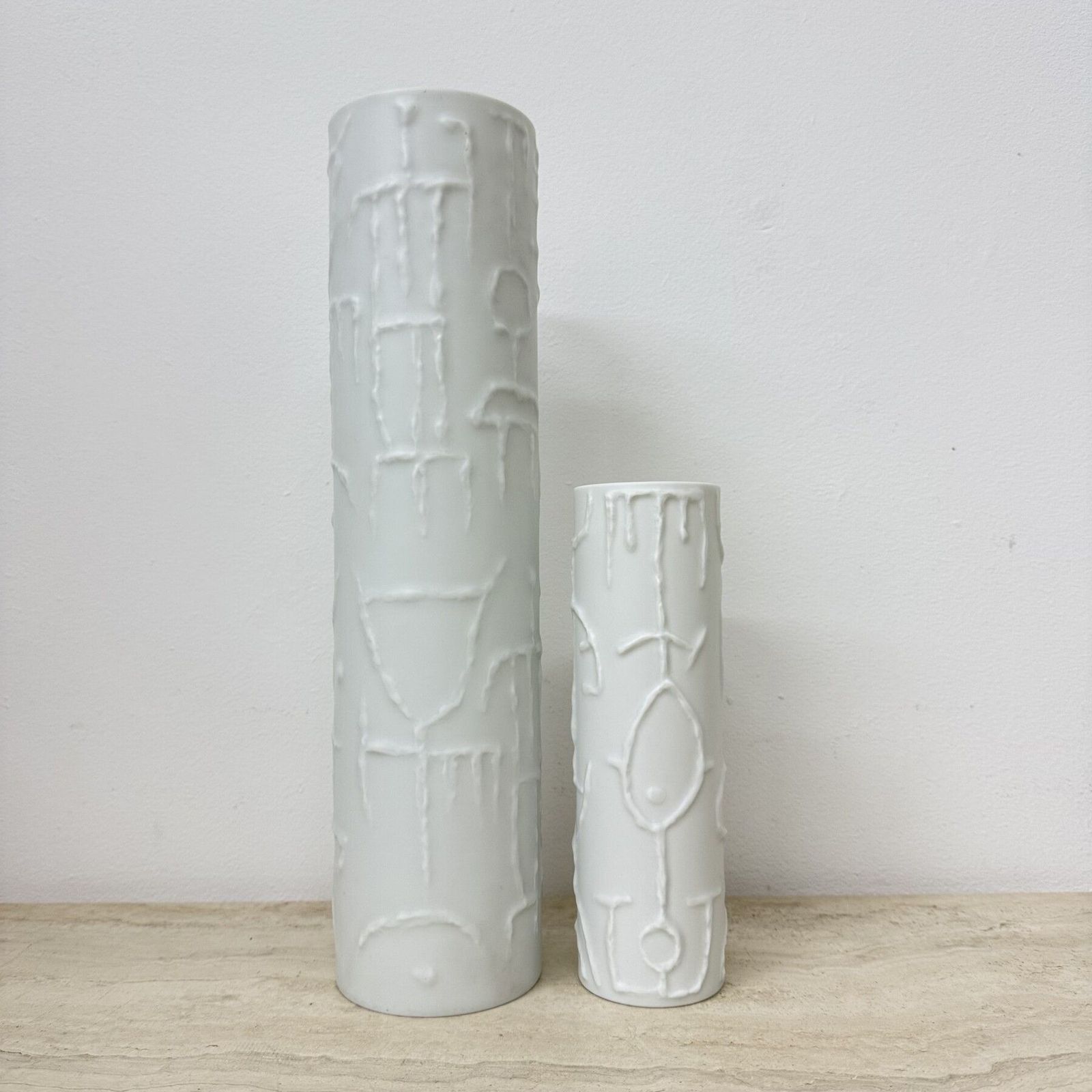 Set Of 2 Abstract Porcelain Vases By Cuno Fischer For Rosenthal, Germany, 1980s