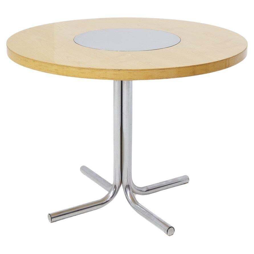 Italian Round Table By Gae Aulenti Attr. For Elam In Steel And Wood