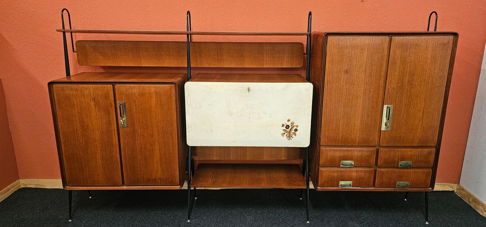 Italian Mid Century Teakwood Sideboard By Silvio Cavatorta, 1950s photo furniture