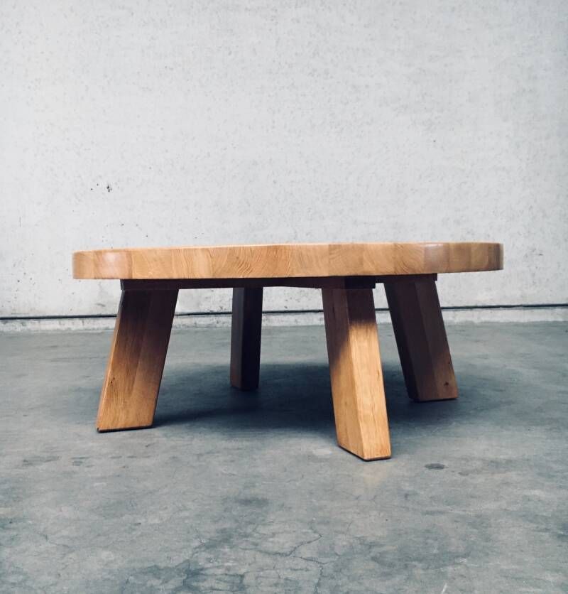 Brutalist Design Eiken Ronde Salontafel Van Meubelfabriek Oisterwijk, Nederland, Ca. Jaren 1960 photo buy