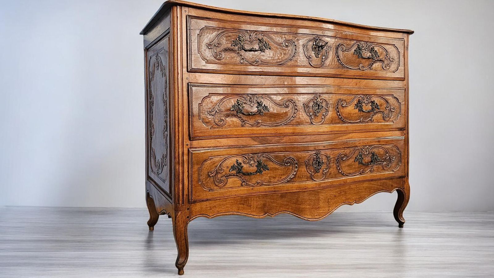 photo for sale Italian Antique Luigi XV Chest Of Drawers In Solid Walnut, 1750s