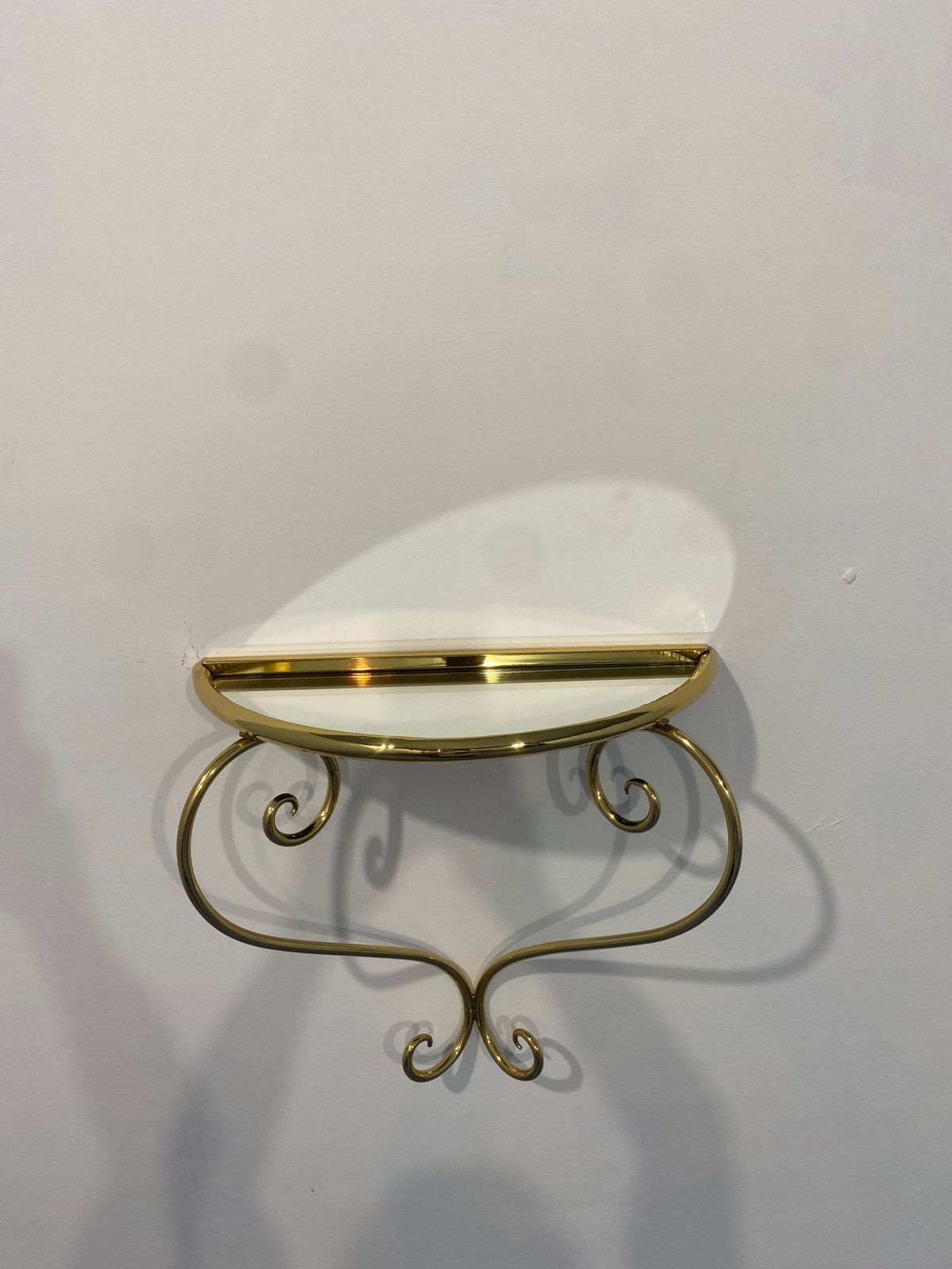 Italian Midcentury Suspended Brass Console, Nightstands, Set Of Two, 1950s photo furniture