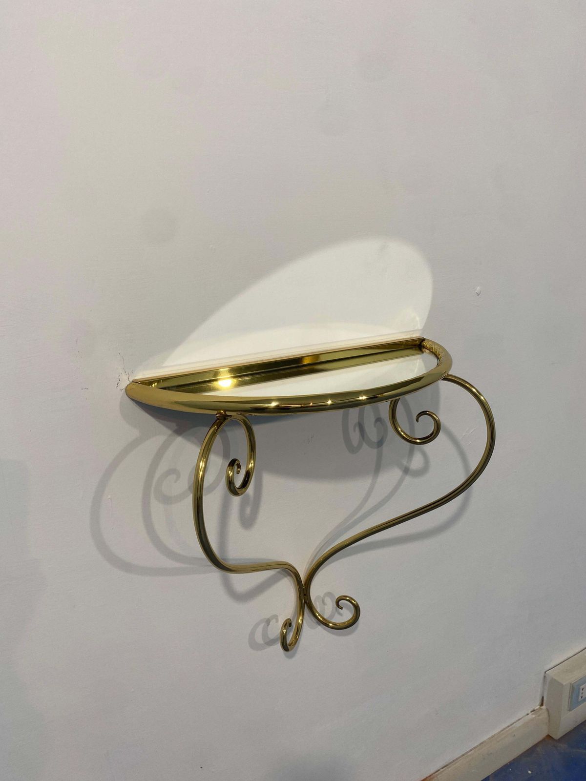 photo for sale Italian Midcentury Suspended Brass Console, Nightstands, Set Of Two, 1950s