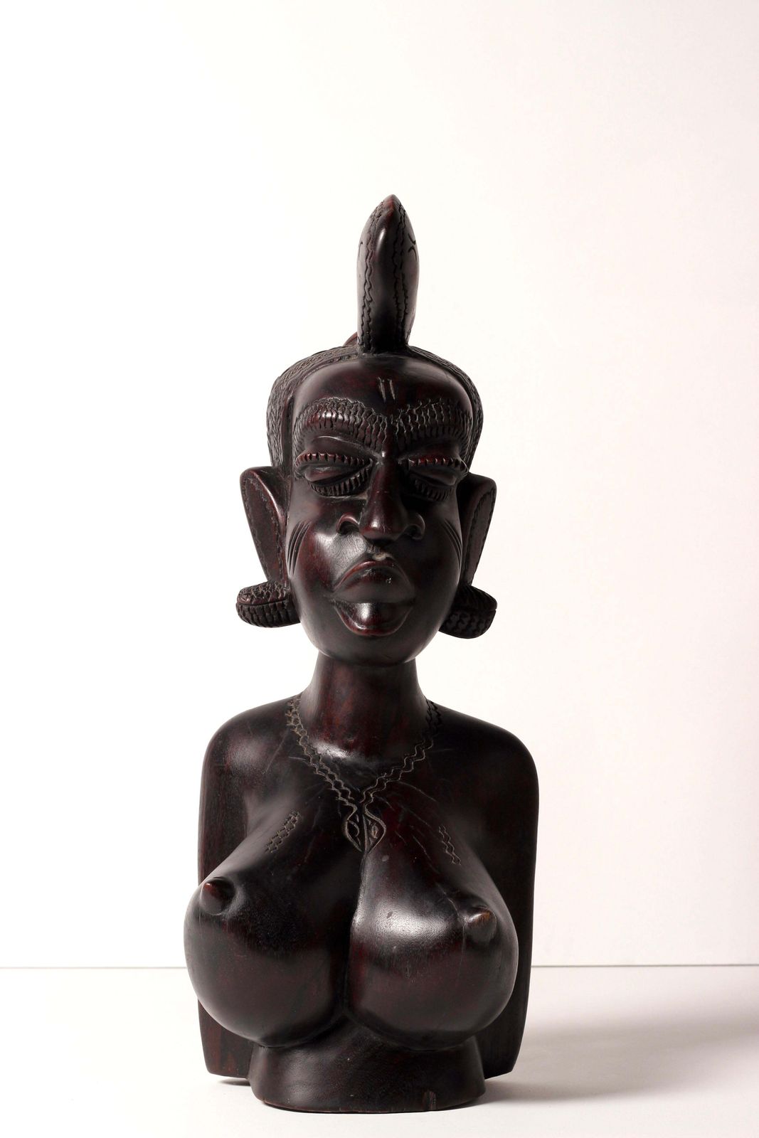 African Wood Female Bust Figurative Sculpture Mandinka Woman photo furniture