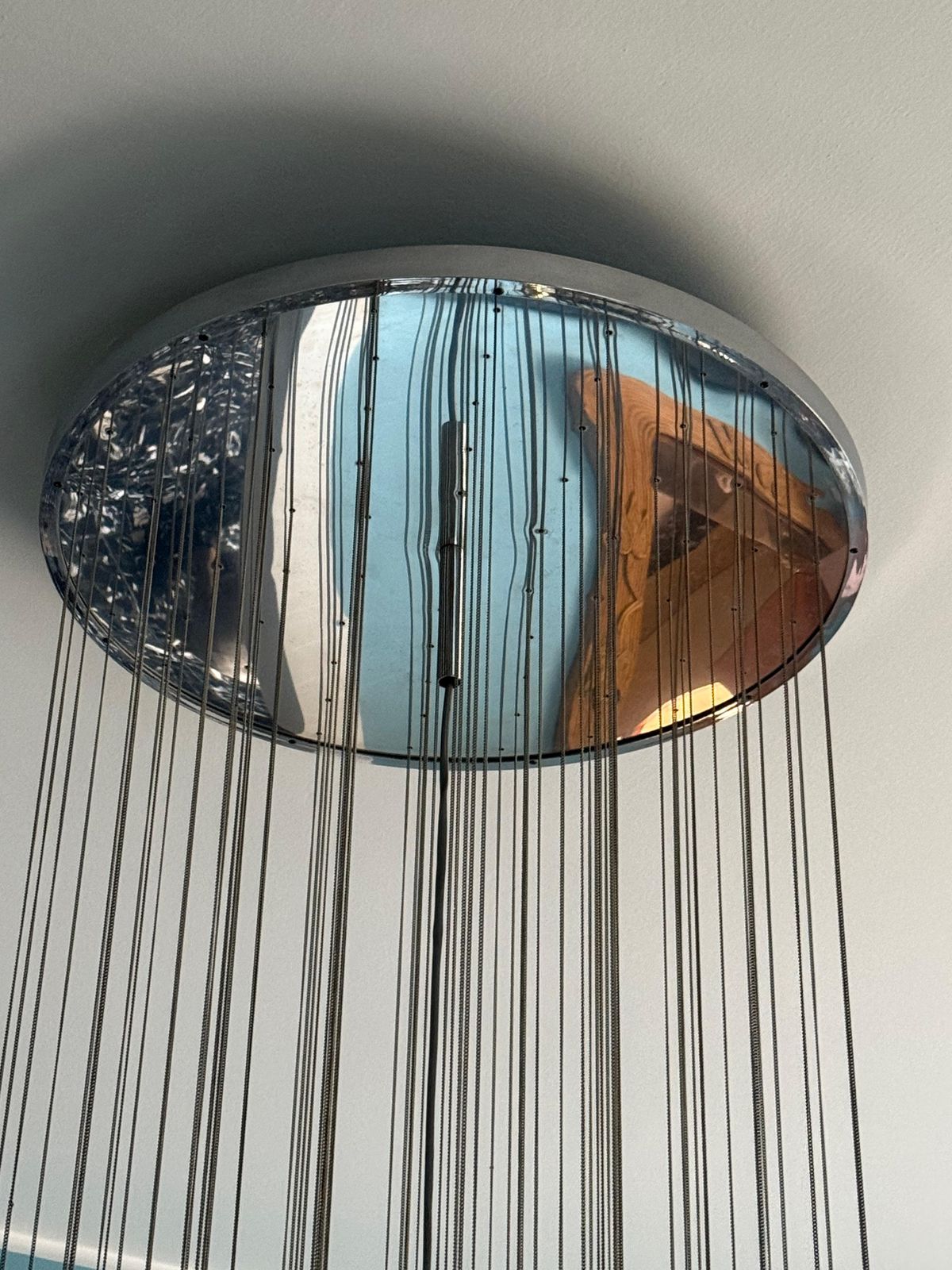 Cascade Chandelier In Steel And Murano Glass 1970 Esperia Angelo Brotto photo for sale