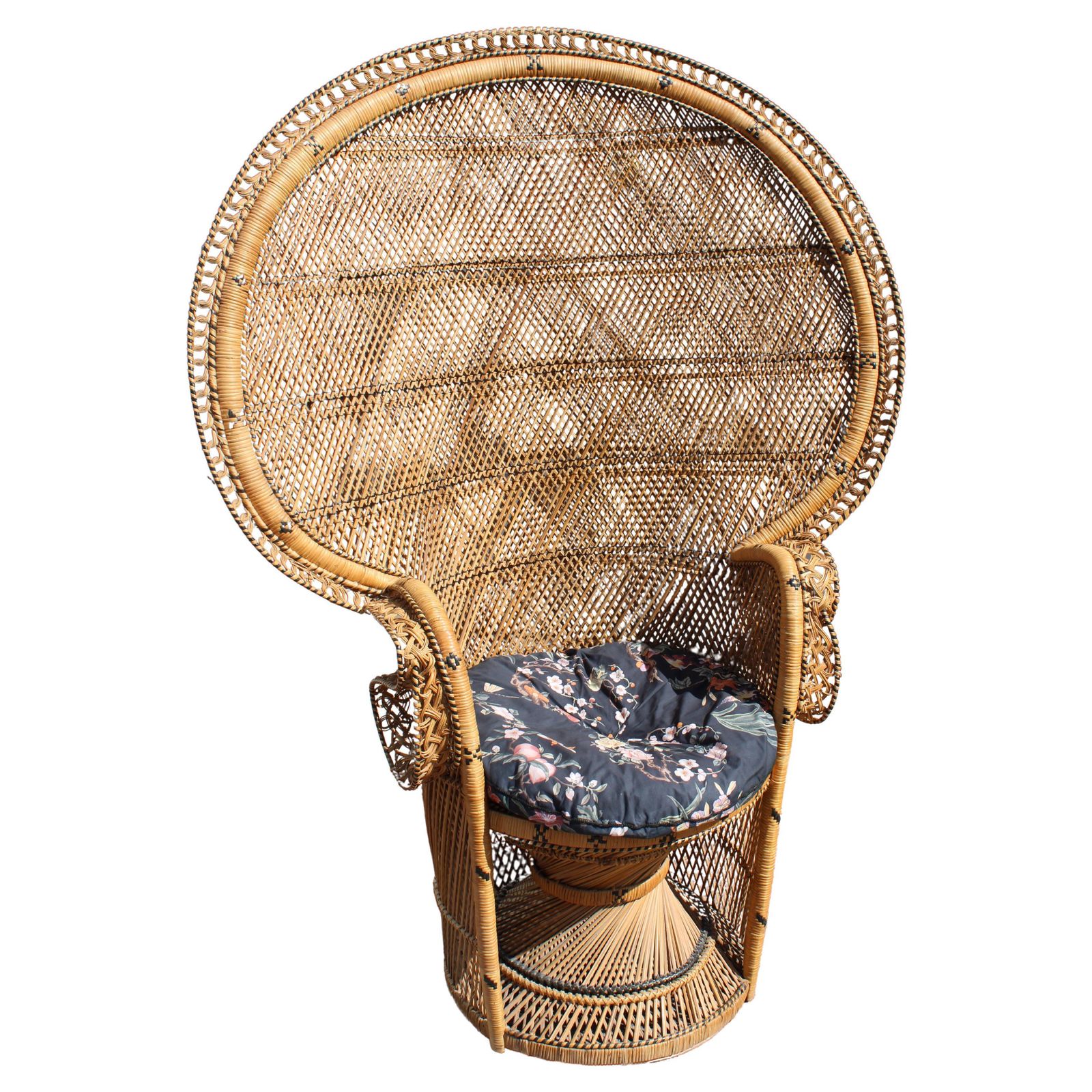 Large Straw And Bamboo Woven Chair Italy 1940s