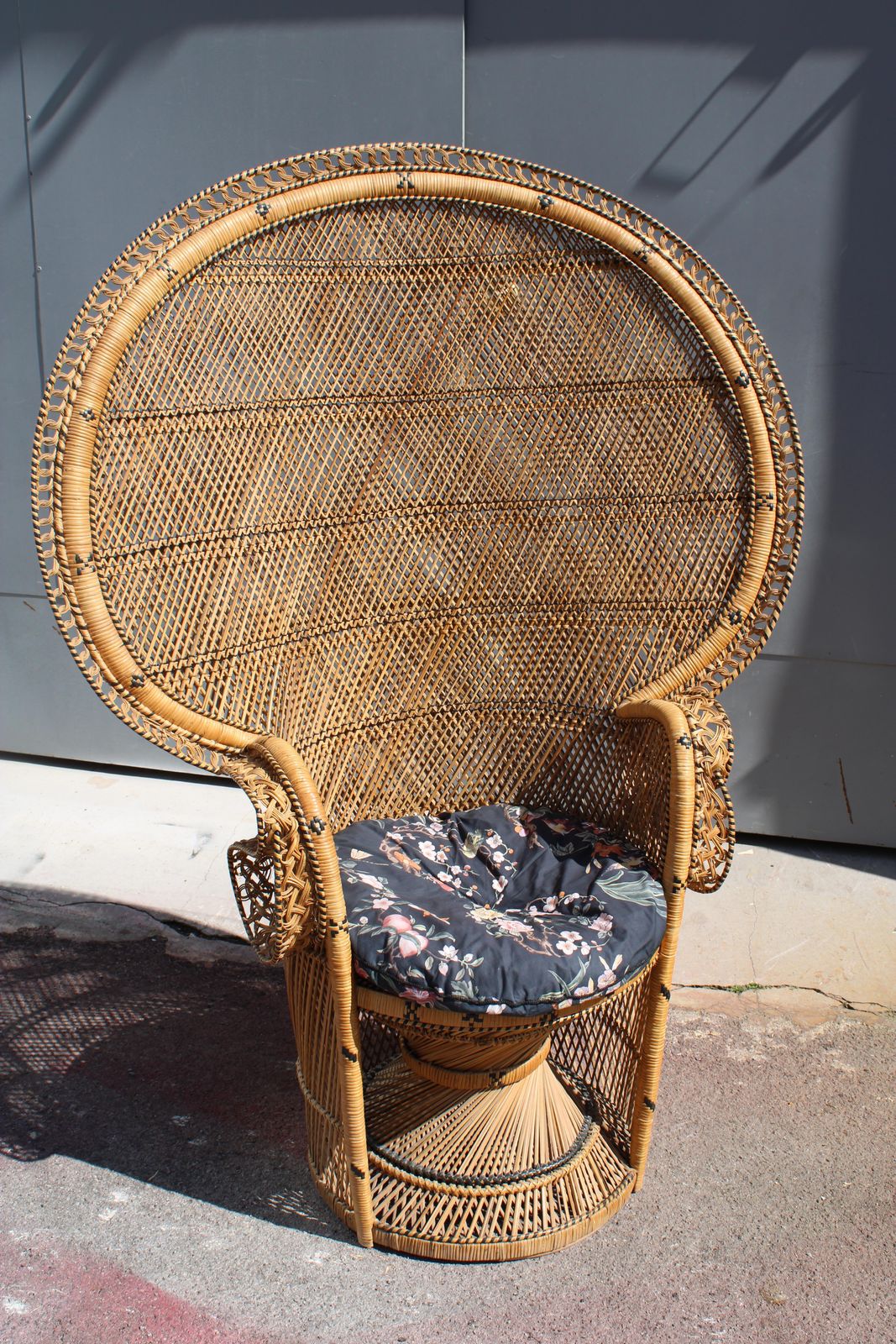 Large Straw And Bamboo Woven Chair Italy 1940s photo furniture