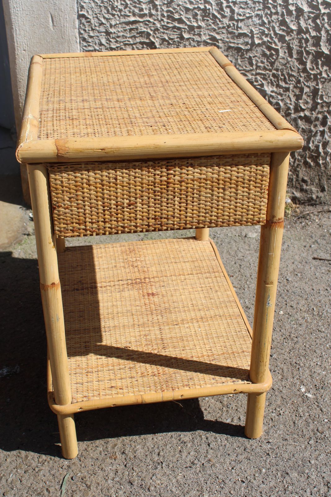 1950 Italia Bamboo Nightstand With Drawer And Shelf photo buy