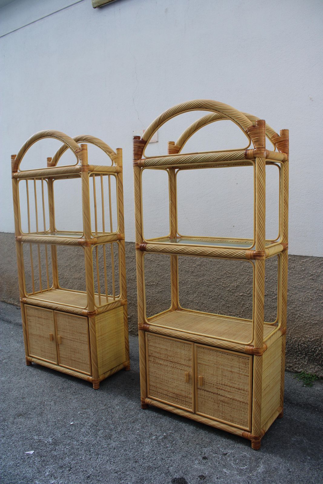 photo for sale Wicker And Bamboo Display Shelves Italy 1970 Southern Nurseries