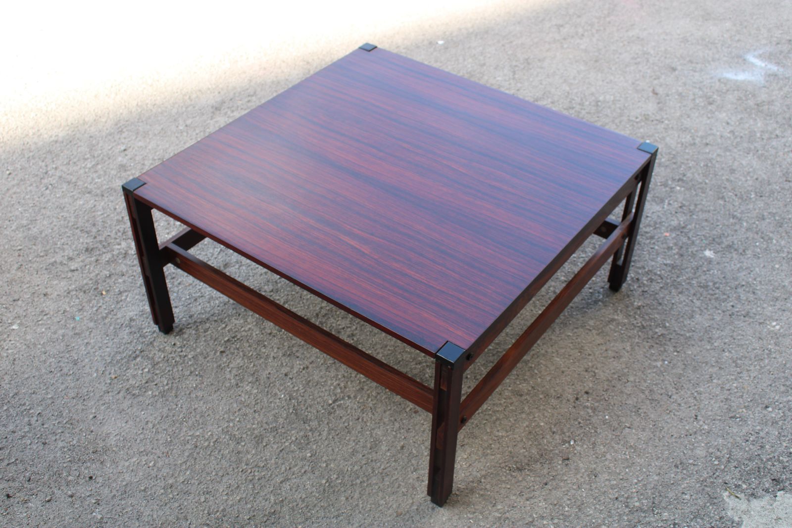 Low Square Brown Wooden Mim Table Ico Parisi Model Tivoli 1960 Label photo furniture